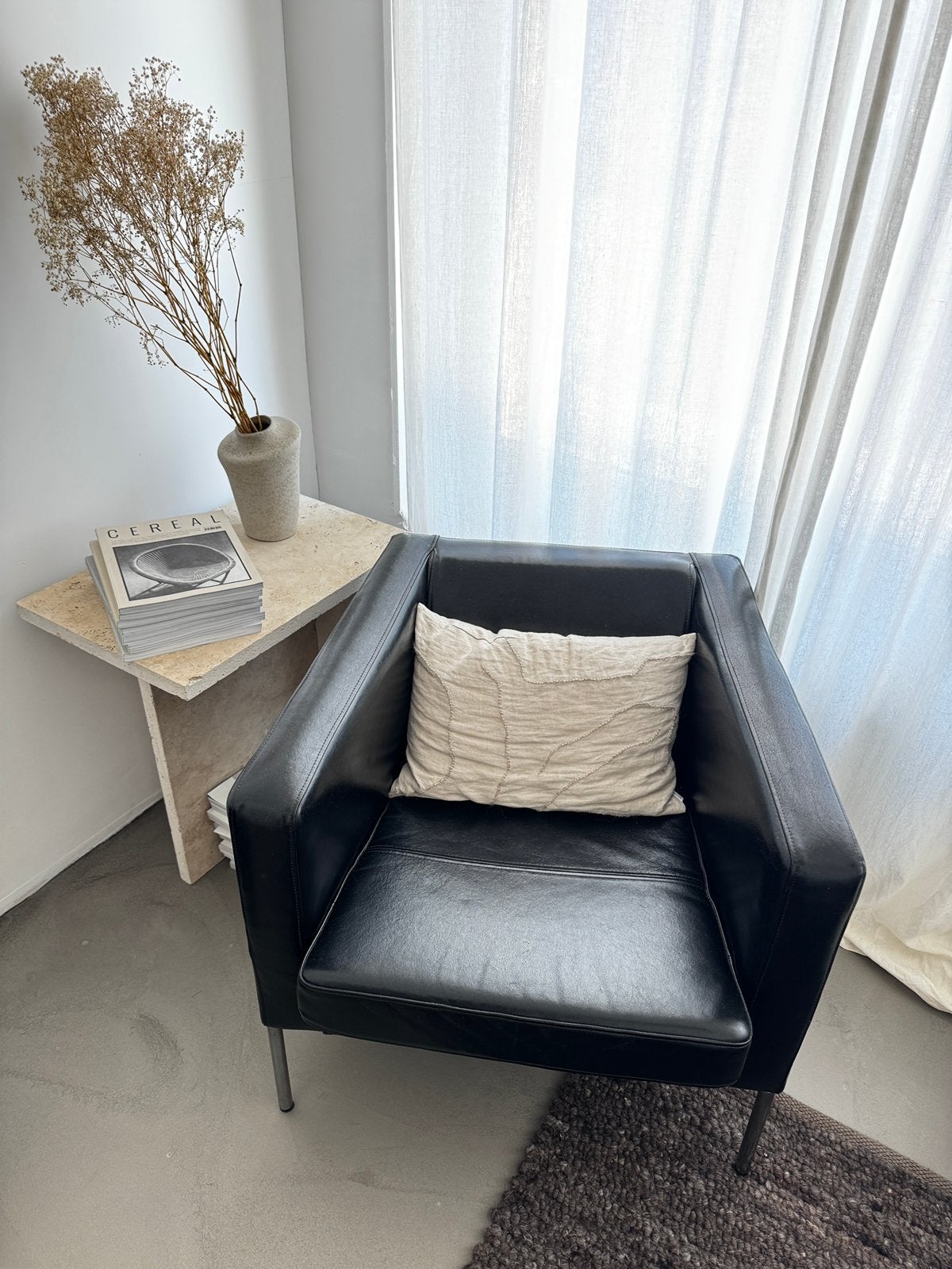 Vintage IKEA Fauteuil - Zwart/Chroom - Nepleer, Ophalen, Gebruikt, Overige