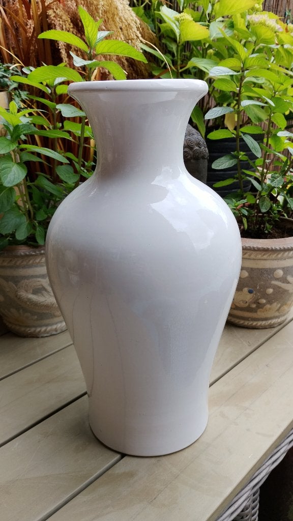 Vintage witte West Germany keramiek vaas jaren 70, Ophalen of Verzenden