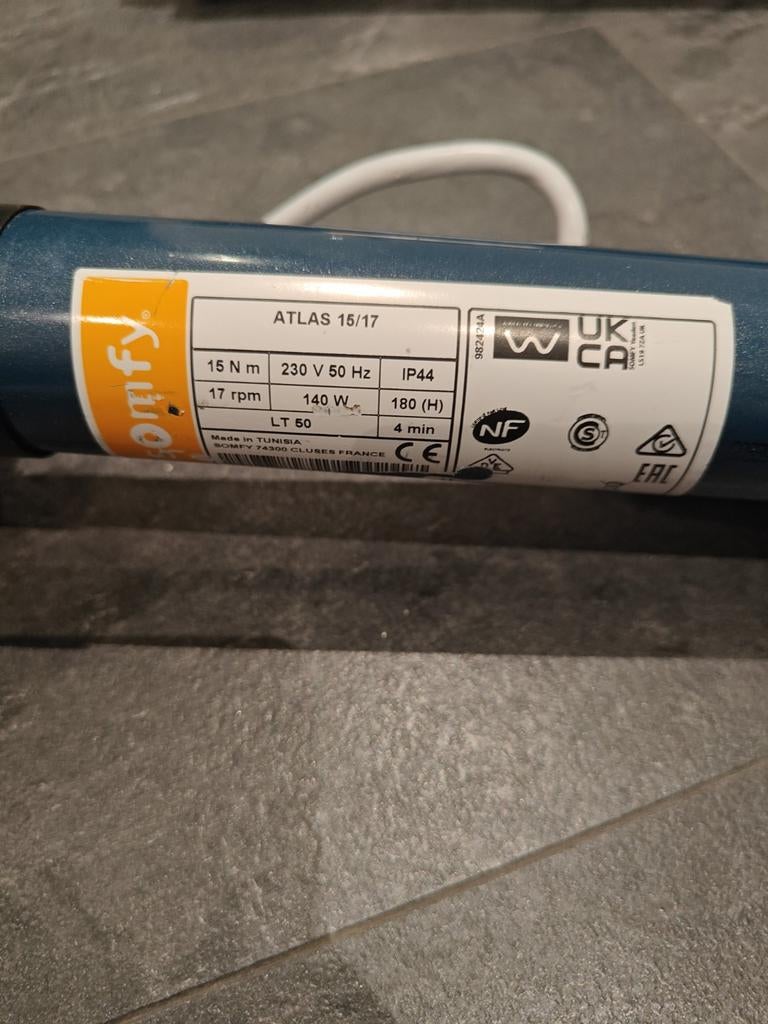 Somfy Atlas 15/17 Rolluikmotor - 15 Nm, 17 rpm, 140W, Ophalen of Verzenden