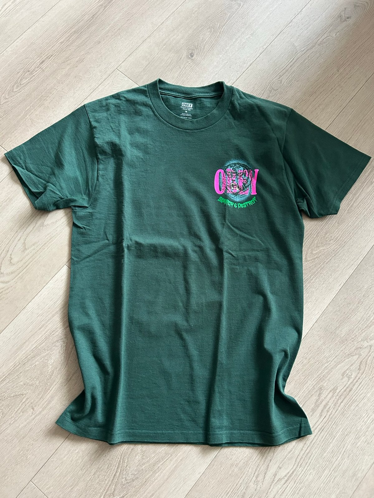 Obey T-shirt met print - Maat M, Ophalen, Zo goed als nieuw, Maat 48/50 (M), Groen