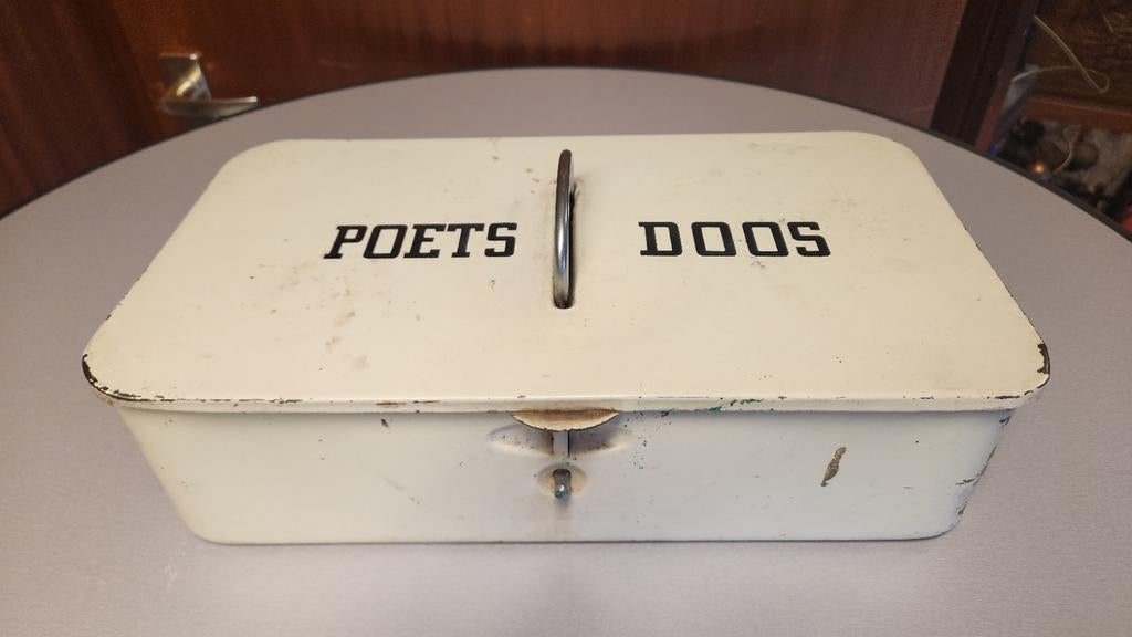 Vintage Poetsdoos - Authentieke Schoenpoetsdoos, Ophalen