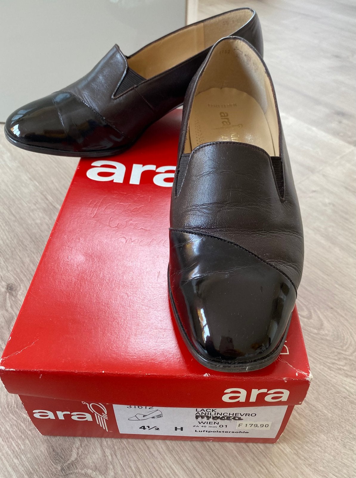Damesschoenen ARA bruin leer & lak maat 4,5 / 37,5, Ophalen of Verzenden, Zo goed als nieuw, Bruin