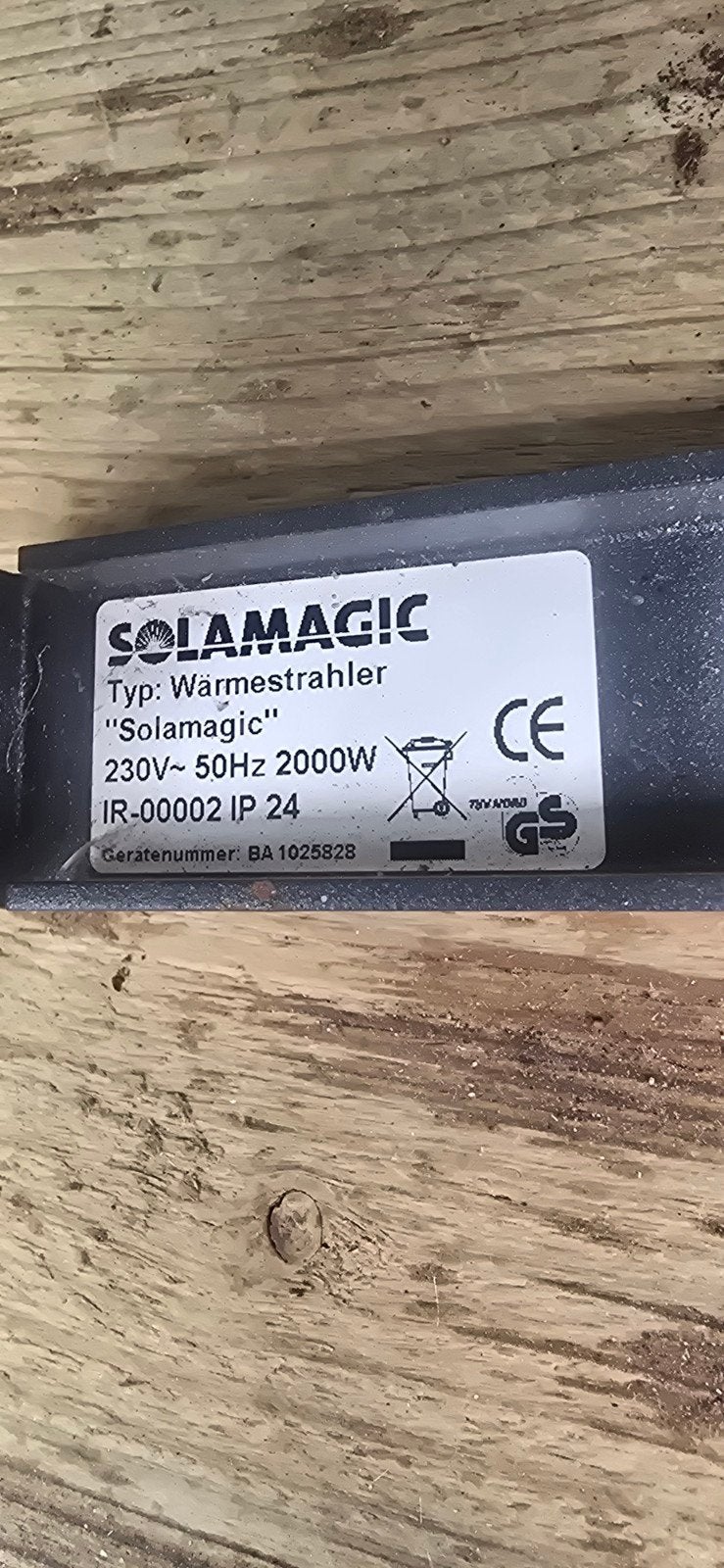Solamagic 2000W Warmtestraler - Elektrisch Terrasverwarmer, Elektrisch, Gebruikt, Ophalen of Verzenden, Waterbestendig