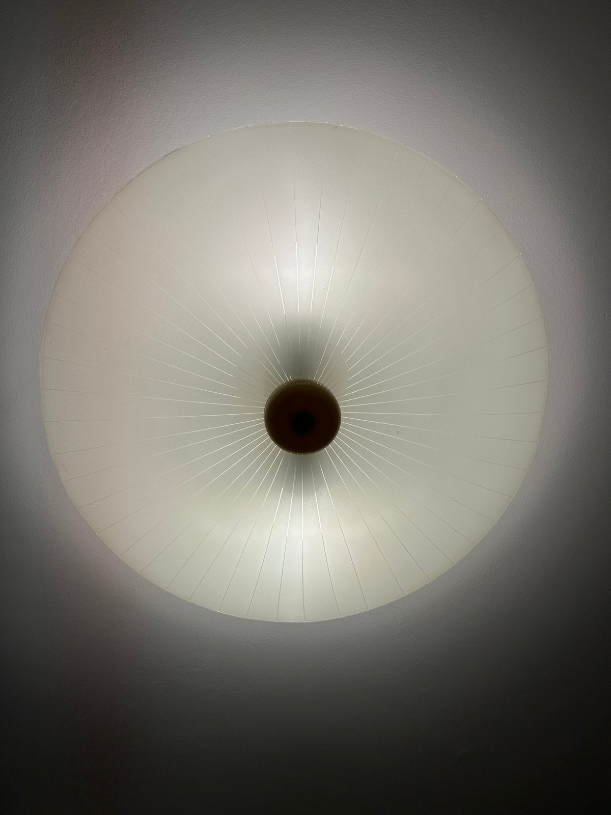 Vintage glazen schaal lamp jaren 50, Ophalen, 47 cm, Jaren 50, E27 (groot)