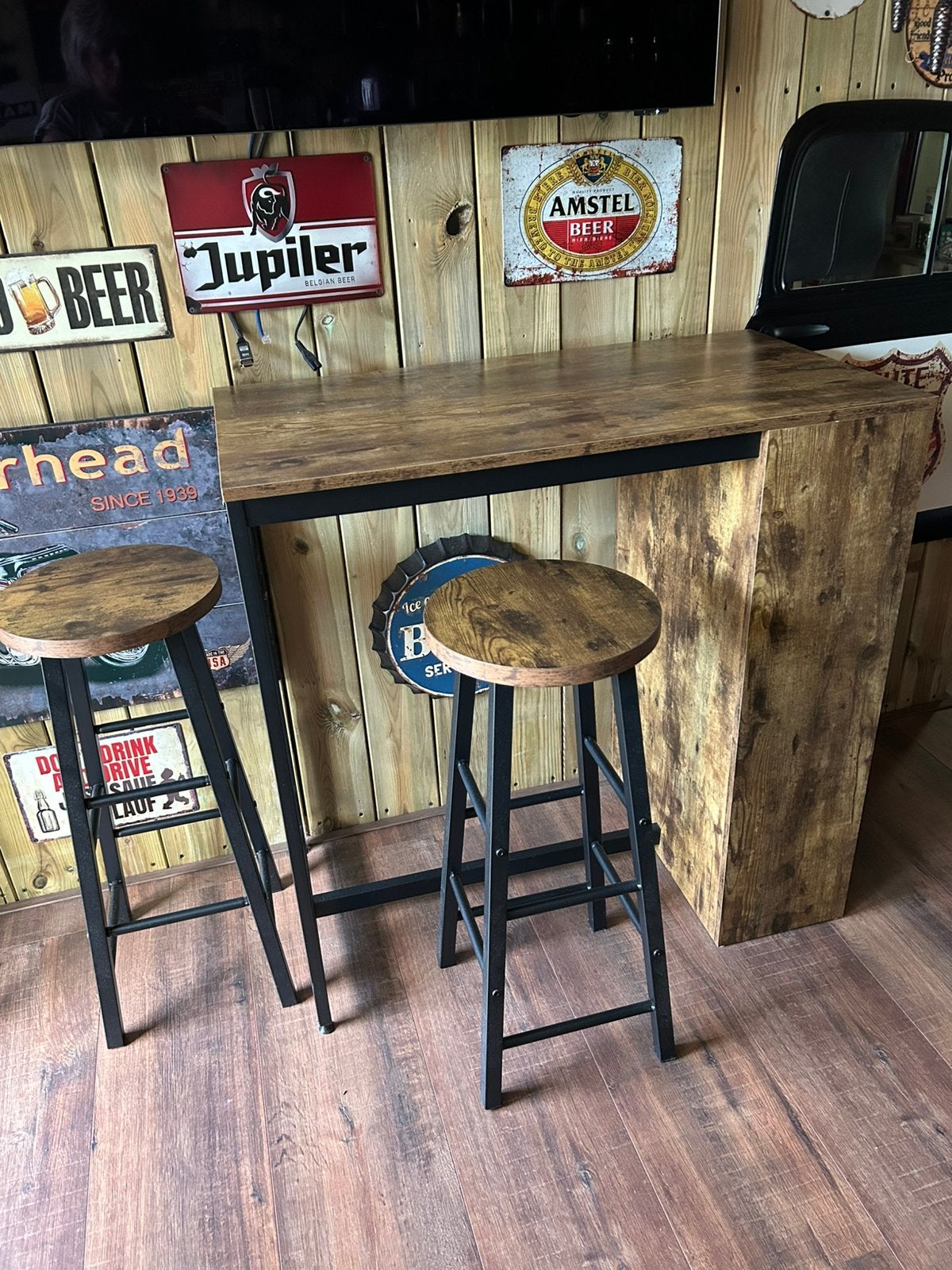 Kleine bar met twee krukken, Huis en Inrichting, Ophalen, Zo goed als nieuw