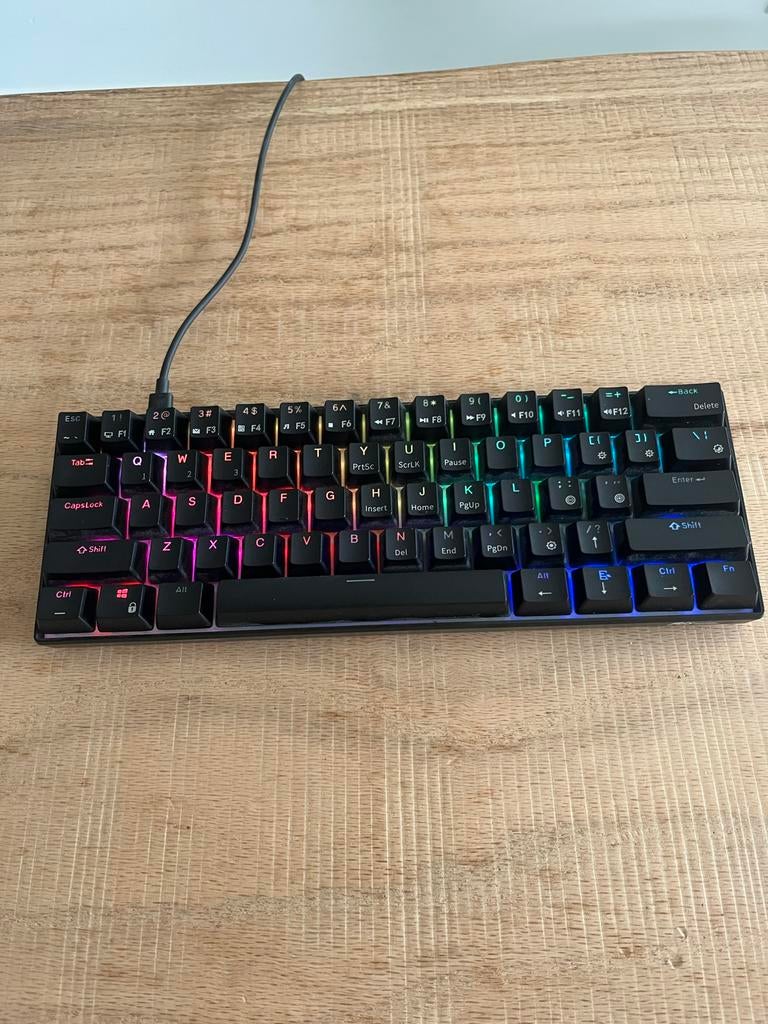 RK Royal Kludge RK61 RGB Gaming Toetsenbord - Bedraad, Computers en Software, Ophalen, Gaming toetsenbord, Zo goed als nieuw, Qwerty