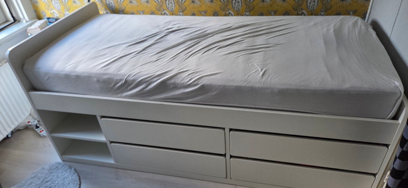 IKEA SMÅSTAD bed met opbergruimte en lades, Ophalen, Gebruikt, 90 cm, Wit