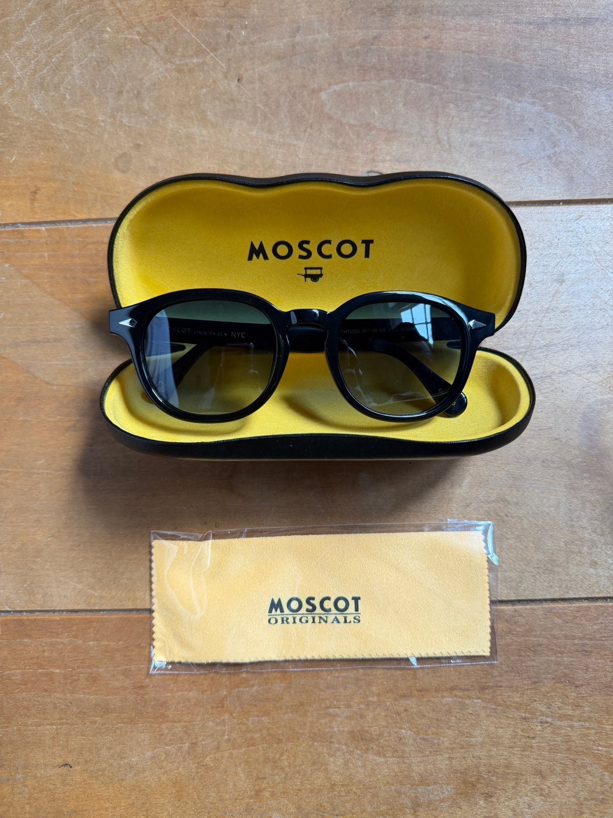 Moscot Lemtosh Zonnebril (zwart met blauwe glazen), Overige merken, Zonnebril, Zwart, Nieuw