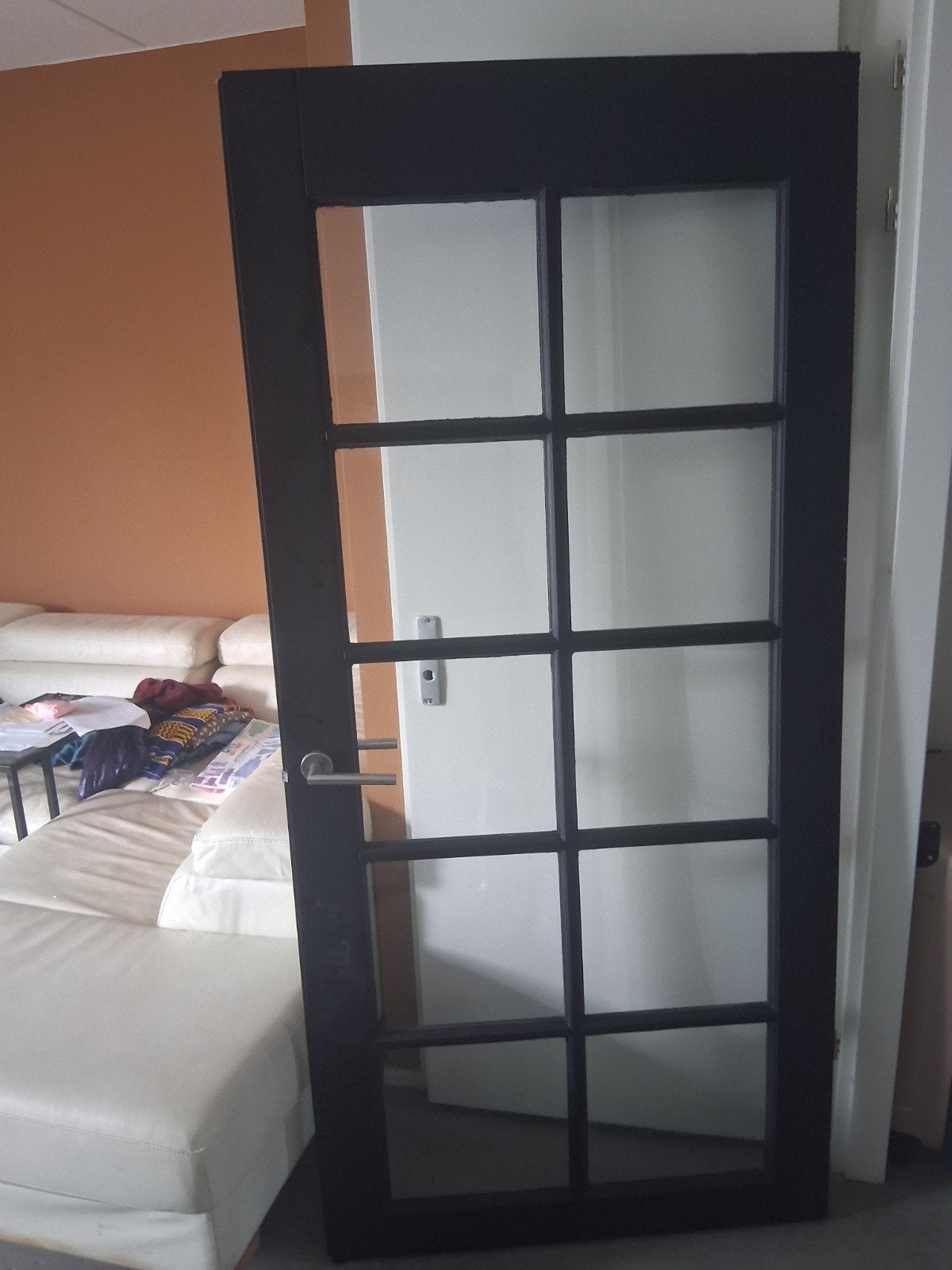 prachtige glazen deur zwart 215 bij 95, Ophalen, Gebruikt, 80 tot 100 cm, Binnendeur