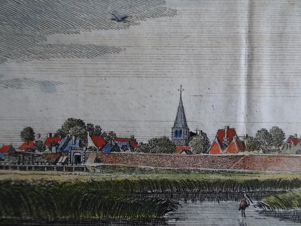 gravure kleur Lochem boekenstad Bredevoort H. Spilman 1743, Antiek en Kunst, Verzenden, Stadsgezicht, Gravure, 1700 - 1799
