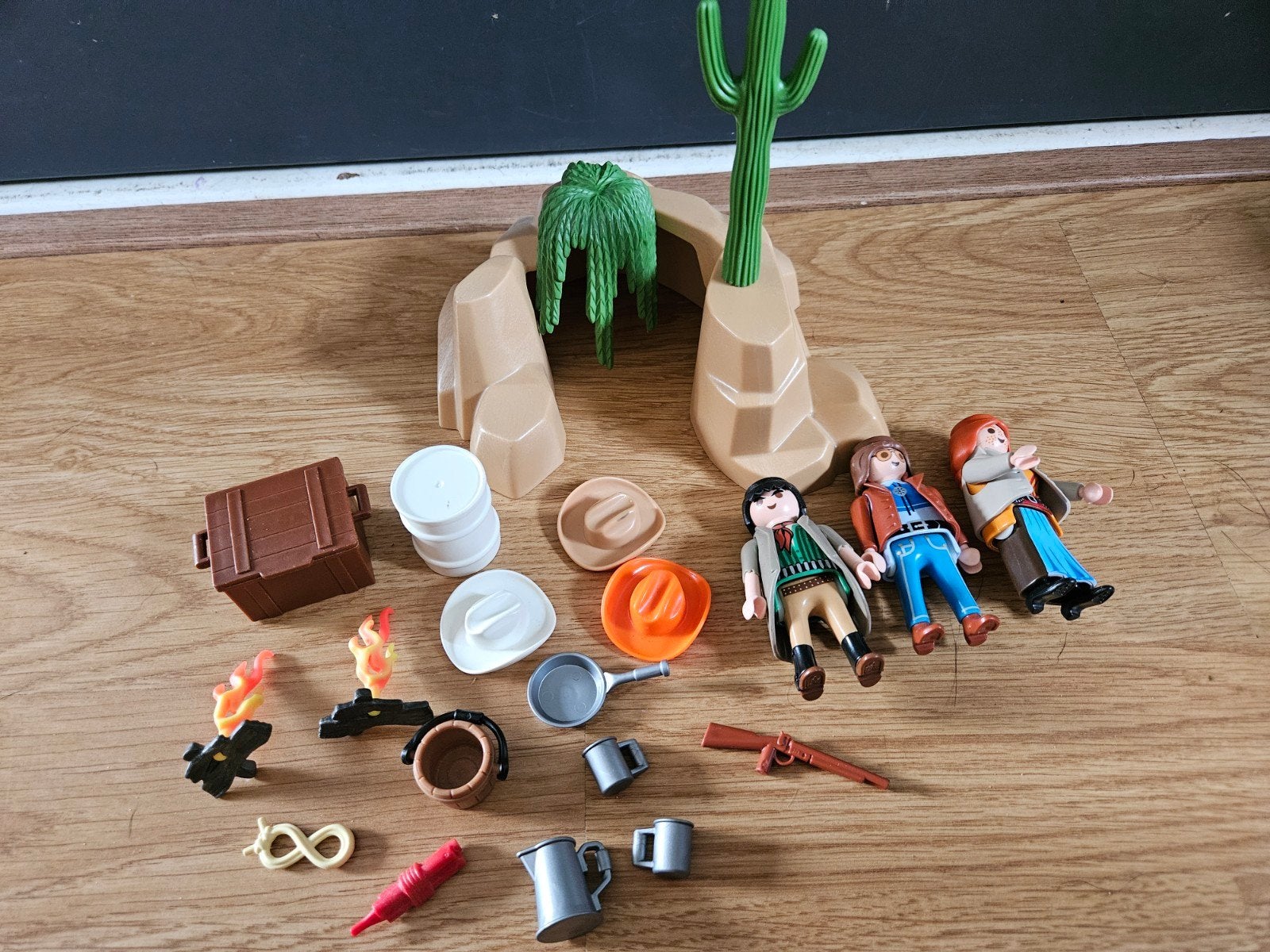 playmobil western setje met cowboys en cactus, Gebruikt, Complete set, Ophalen of Verzenden, Country