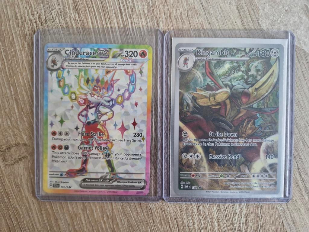 Pokémon TCG Cinderace ex & Kingambit kaarten, Ophalen of Verzenden, Zo goed als nieuw, Meerdere kaarten