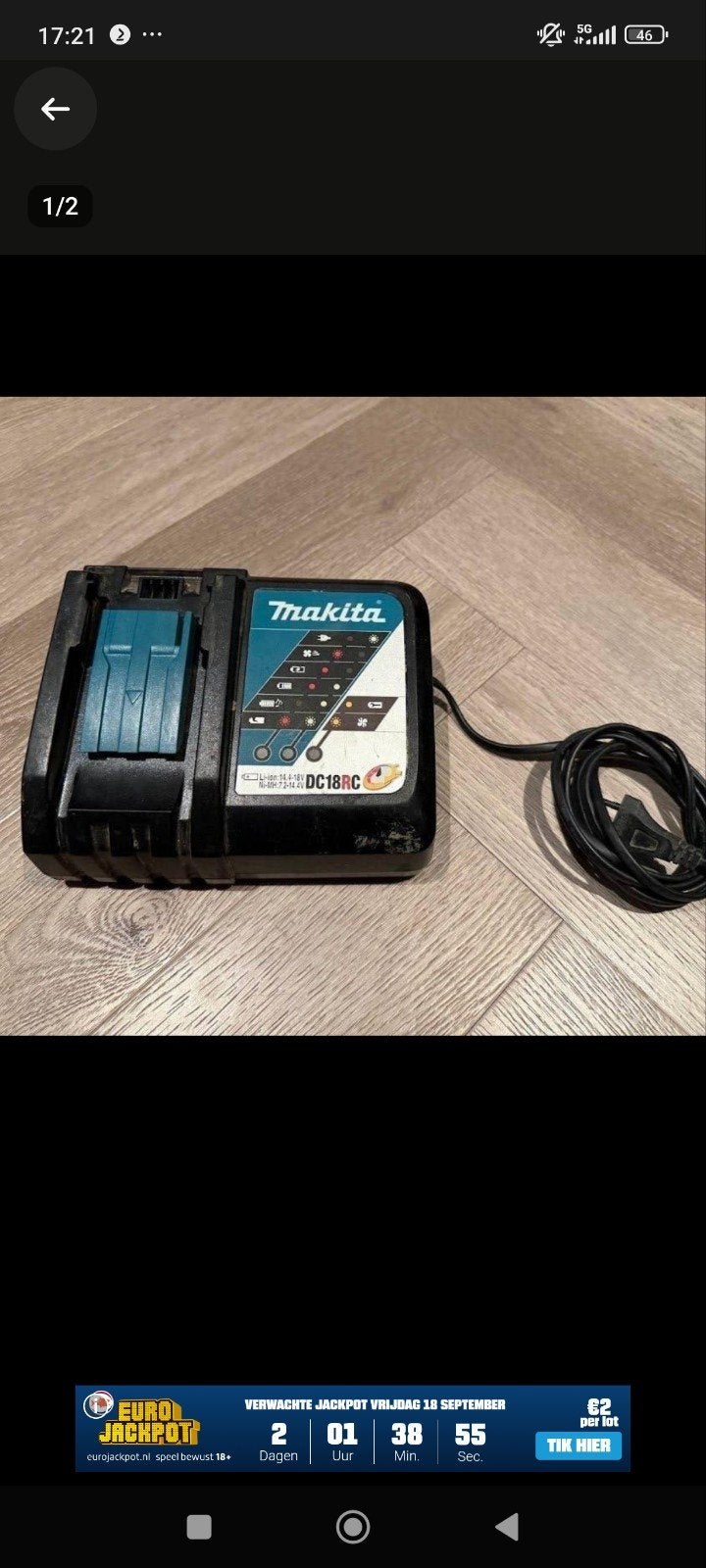 Makita DC18RC Oplader voor 14.4V-18V Li-ion Accu's, Ophalen of Verzenden