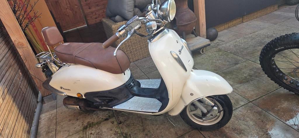 Retro scooter, Fietsen en Brommers, Snorfietsen en Snorscooters, Ophalen, Gebruikt, Benzine, Overige merken