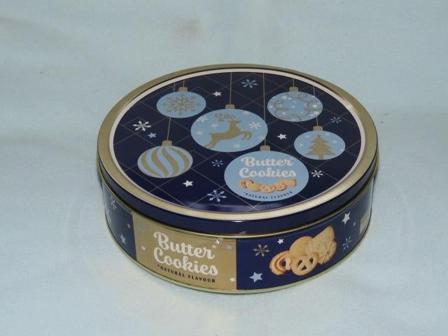 Leuke ronde koektrommel voor de kerst, Ophalen of Verzenden, Zo goed als nieuw