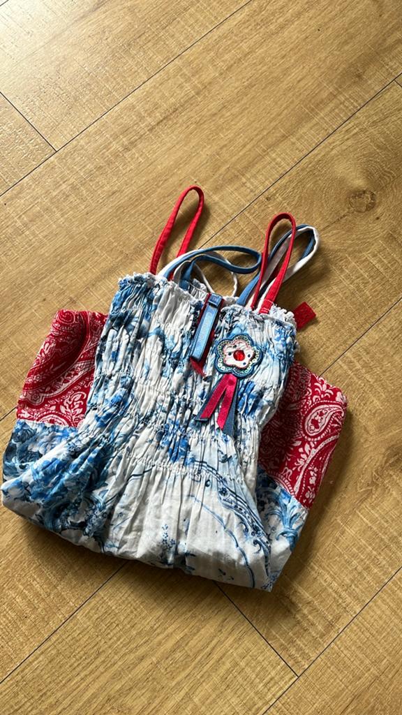 Carbone jurk meisje maat 110 116 Dutch style blauw wit rood, Ophalen of Verzenden, Zo goed als nieuw, Meisje, Jurk of Rok