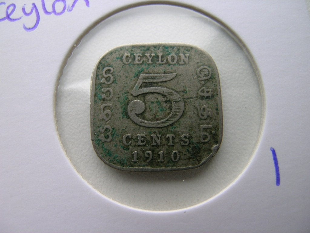 5 Cents 1910 Ceylon, Postzegels en Munten, Munten | Azië, Ophalen of Verzenden, Zuid-Azië, Losse munt