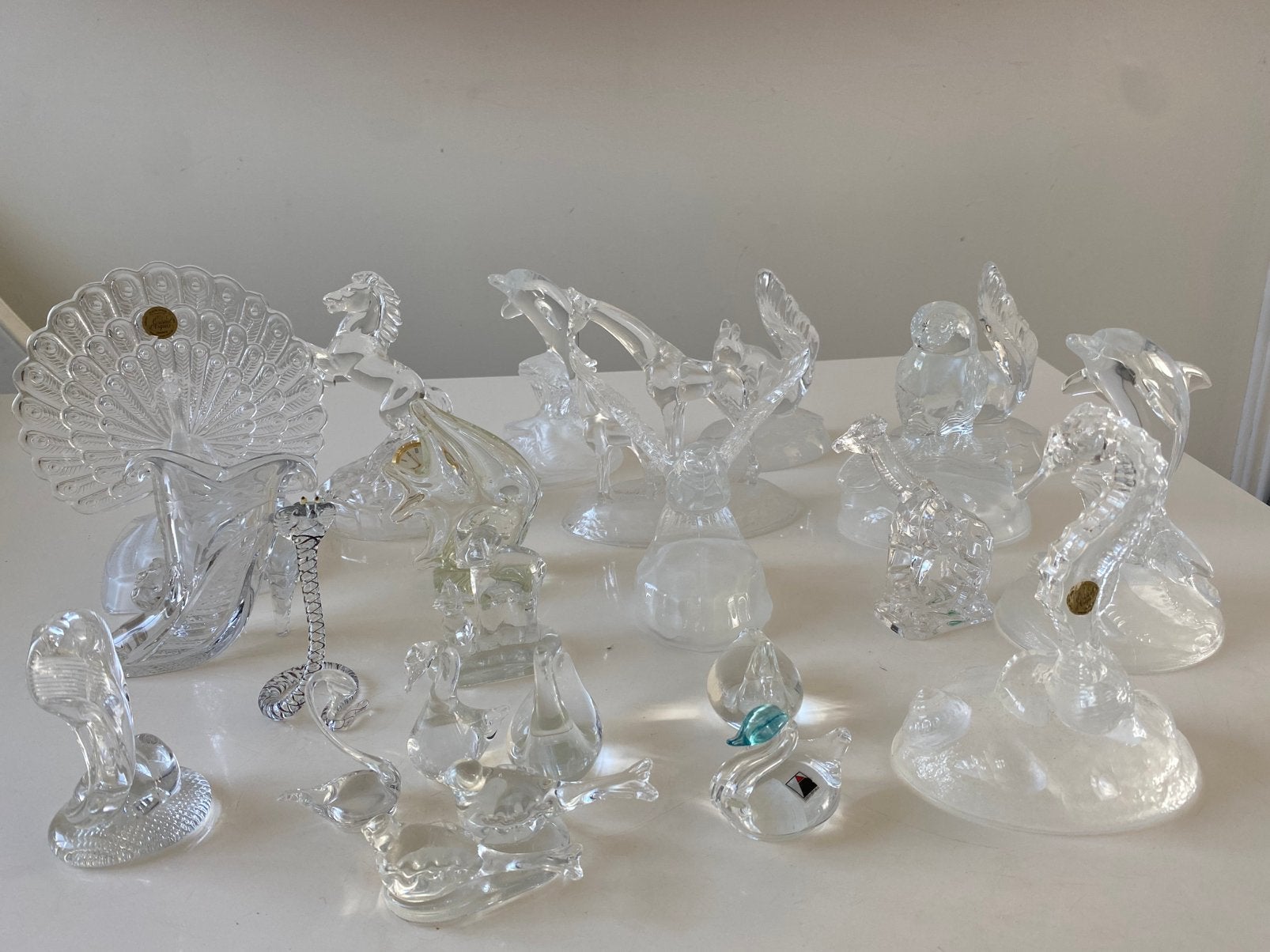 Vintage set van 20 dierenfiguren in transparant kristal, Antiek en Kunst, Ophalen of Verzenden