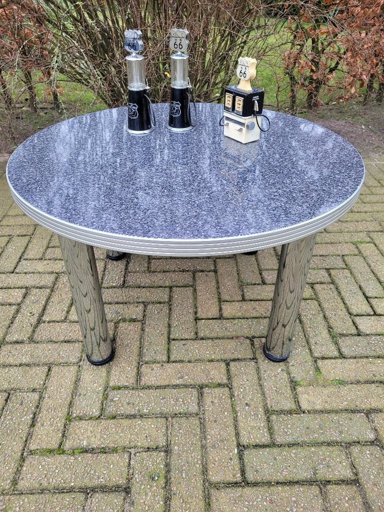 Amerikaanse Bel Air salontafel bijzet tafel fifties sixties, Ophalen, 50 tot 100 cm, Rond, 50 tot 100 cm
