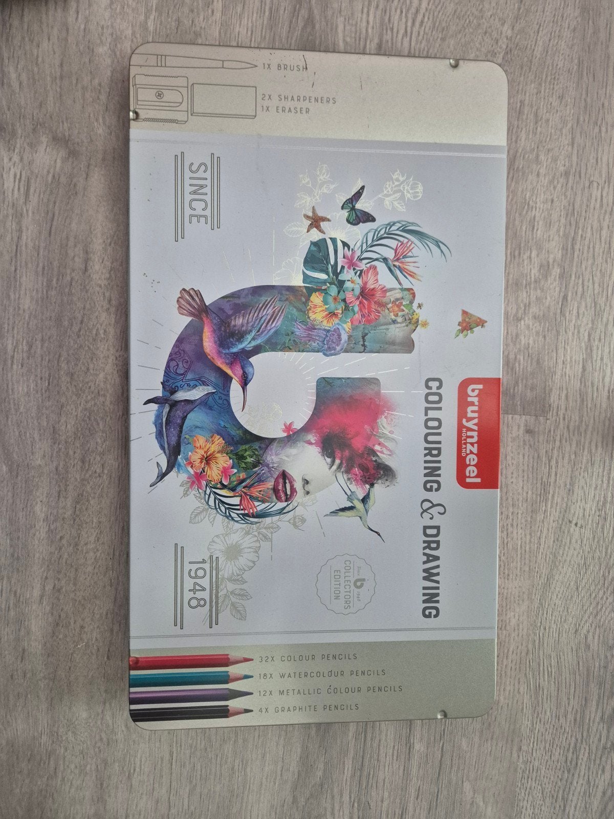 Bruynzeel Kleur- en Tekenset in Blikken Doos, Hobby en Vrije tijd, Tekenen, Ophalen of Verzenden, Zo goed als nieuw, Potlood of Stift