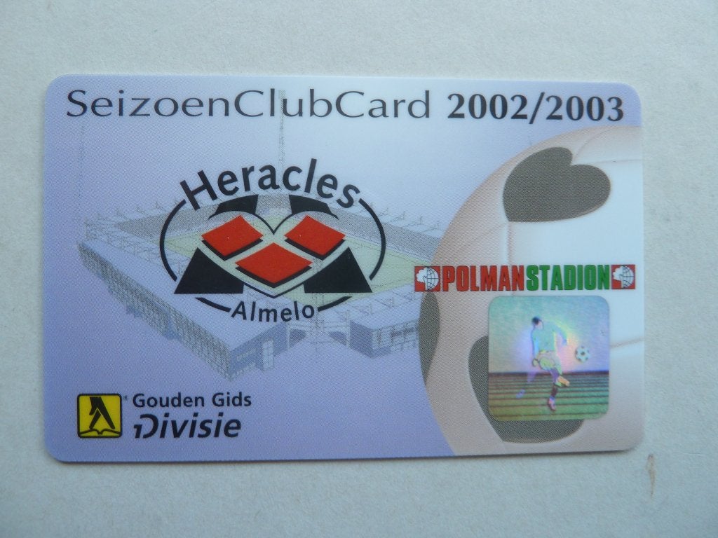 Seizoenclubcard  Heracles  2002/2003.  Blauwe achterkant, Ophalen of Verzenden, Zo goed als nieuw, Overige binnenlandse clubs