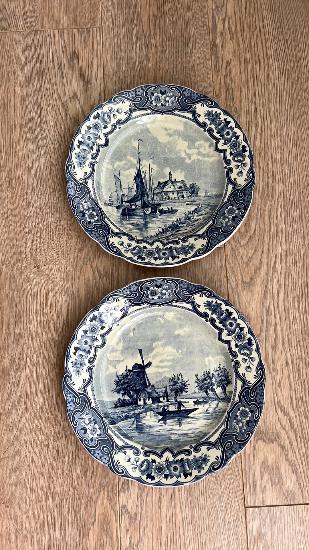 2x prachtige vintage wandborden Delfts blauw, Ophalen of Verzenden