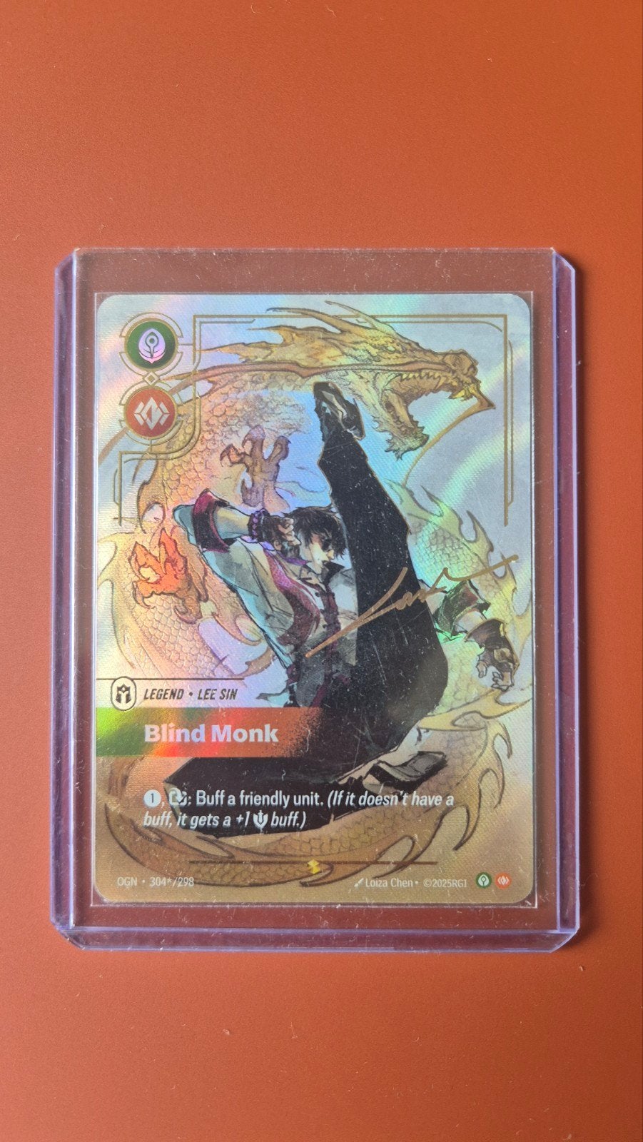 Blind Monk Lee Sin signed, Ophalen, Zo goed als nieuw, Losse kaart