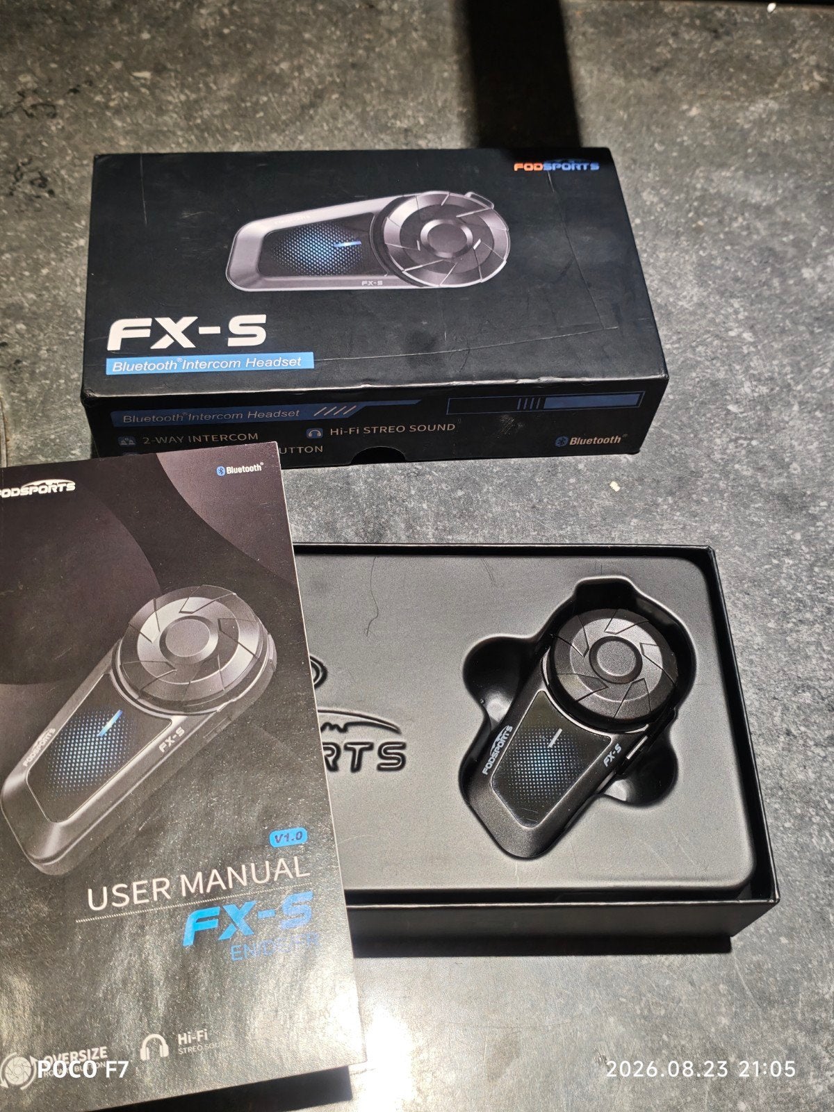 Fodsports FX-S Bluetooth Intercom Headset voor Motorfietsen, Ophalen, Gebruikt