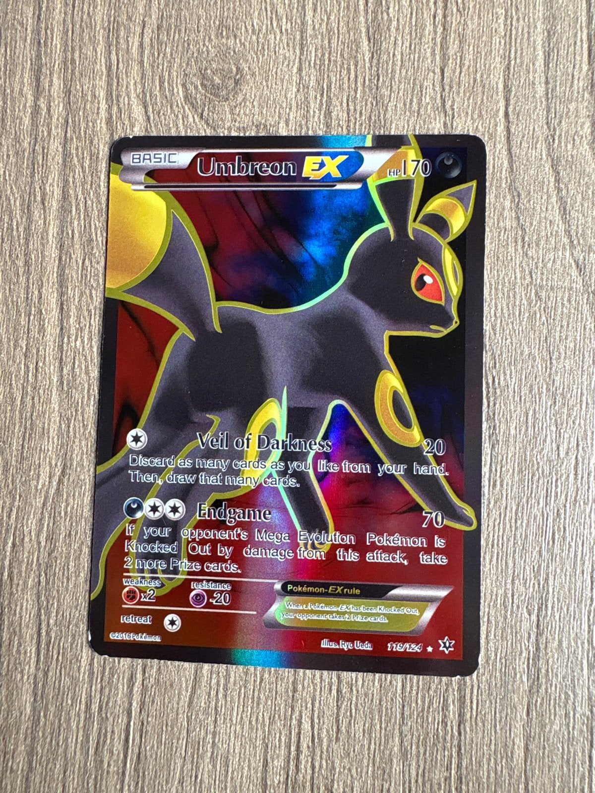 Umbreon EX Pokémon Kaart - Kleine Randbeschadiging, Ophalen of Verzenden, Gebruikt, Losse kaart, Foil