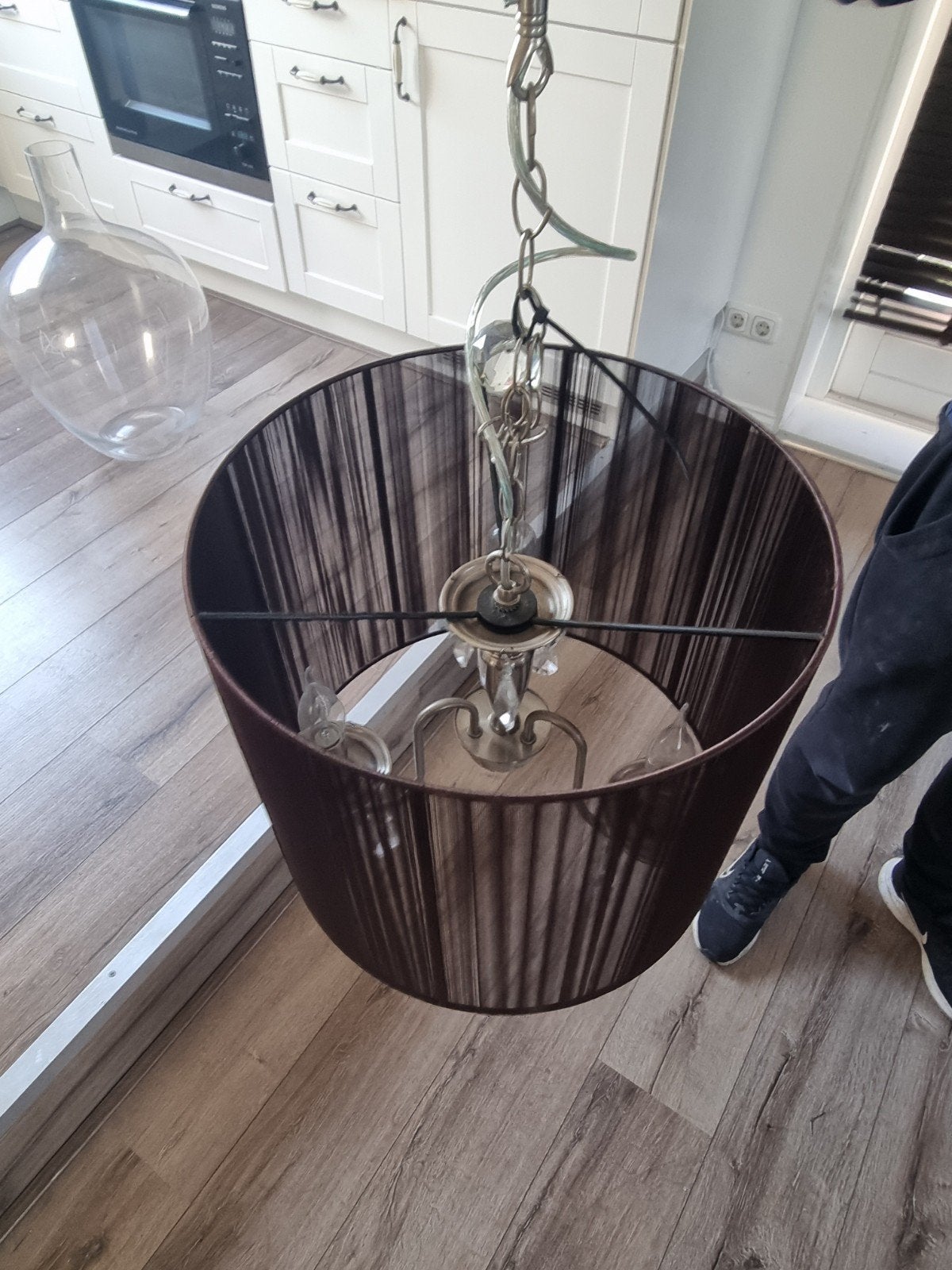 Bruine hanglamp Loods 5 - sfeervol licht, Ophalen, Modern, Sfeervol, Zo goed als nieuw, Stof