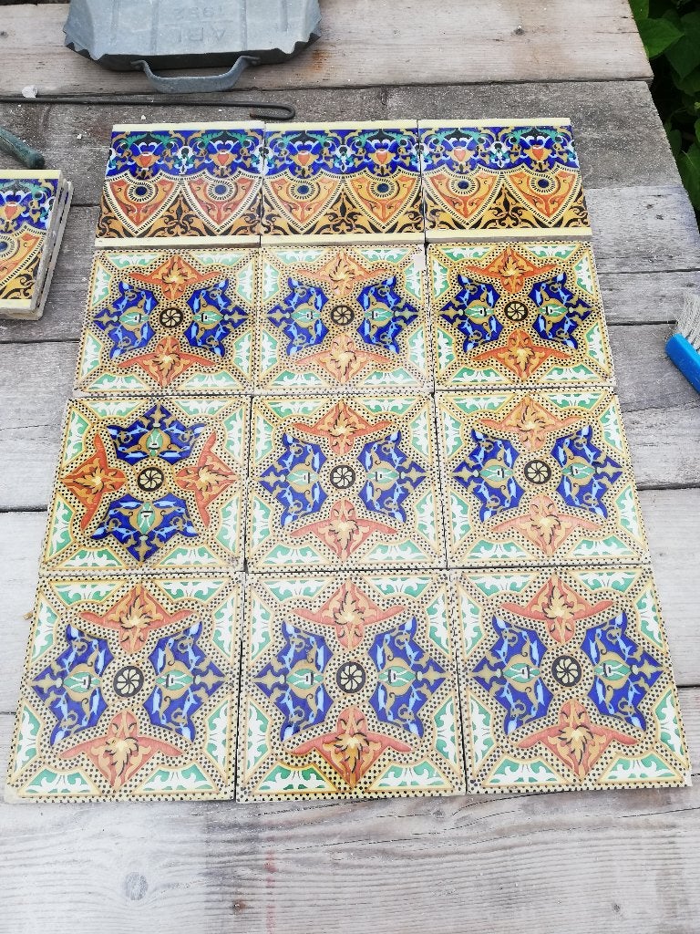 Set van 9 bijzondere antieke Spaanse tegels 20x20cm, Ophalen