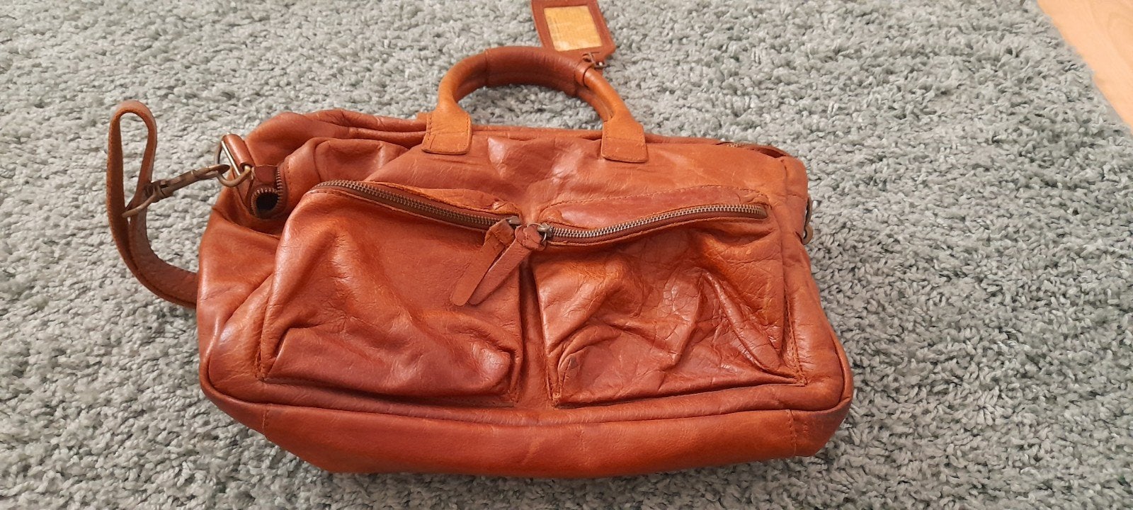 Degelijke Cowboysbag cognac lederen luiertas met matje, Kinderen en Baby's, Luiertassen, Verzorgingstas, Bruin, Cowboysbag, Ophalen of Verzenden