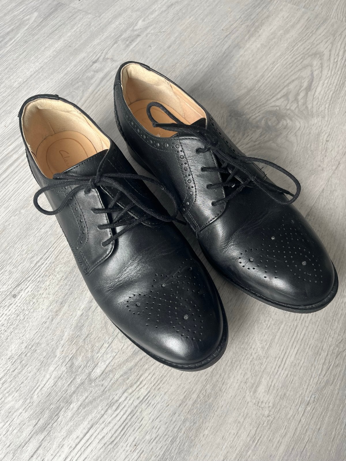 Clarks zwarte leren veterschoenen, maat 40, Ophalen of Verzenden, Gedragen, Zwart, Schoenen met lage hakken