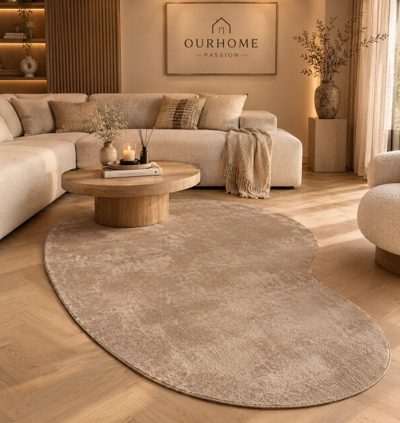 Japandi vloerkleed zacht organische kleed 160x230 & 200x280, Japandi, 150 tot 200 cm, Ophalen of Verzenden, Ovaal