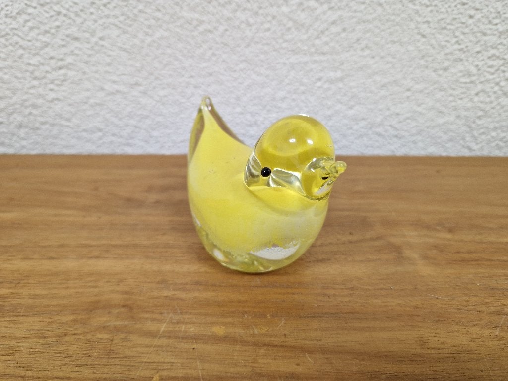 gele glazen eend, Verzamelen, Beelden en Beeldjes, Ophalen of Verzenden, Zo goed als nieuw, Dier