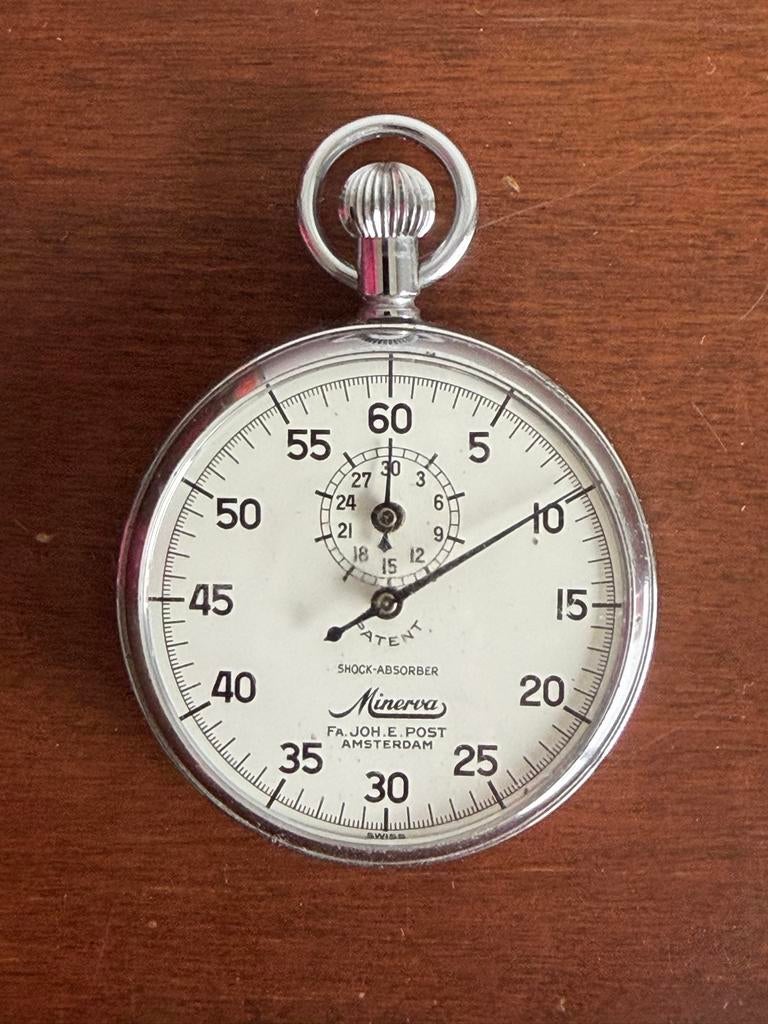 Vintage Minerva Stopwatch - Fa. Joh. E. Post Amsterdam, Overige merken, Zakhorloge, Gebruikt, Staal