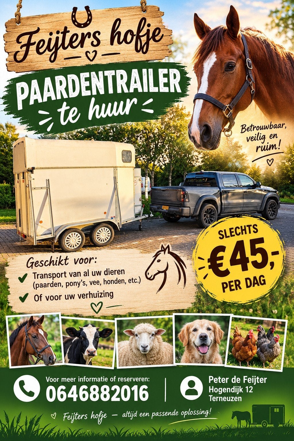 te huur, paardentrailer, Ophalen, Zo goed als nieuw