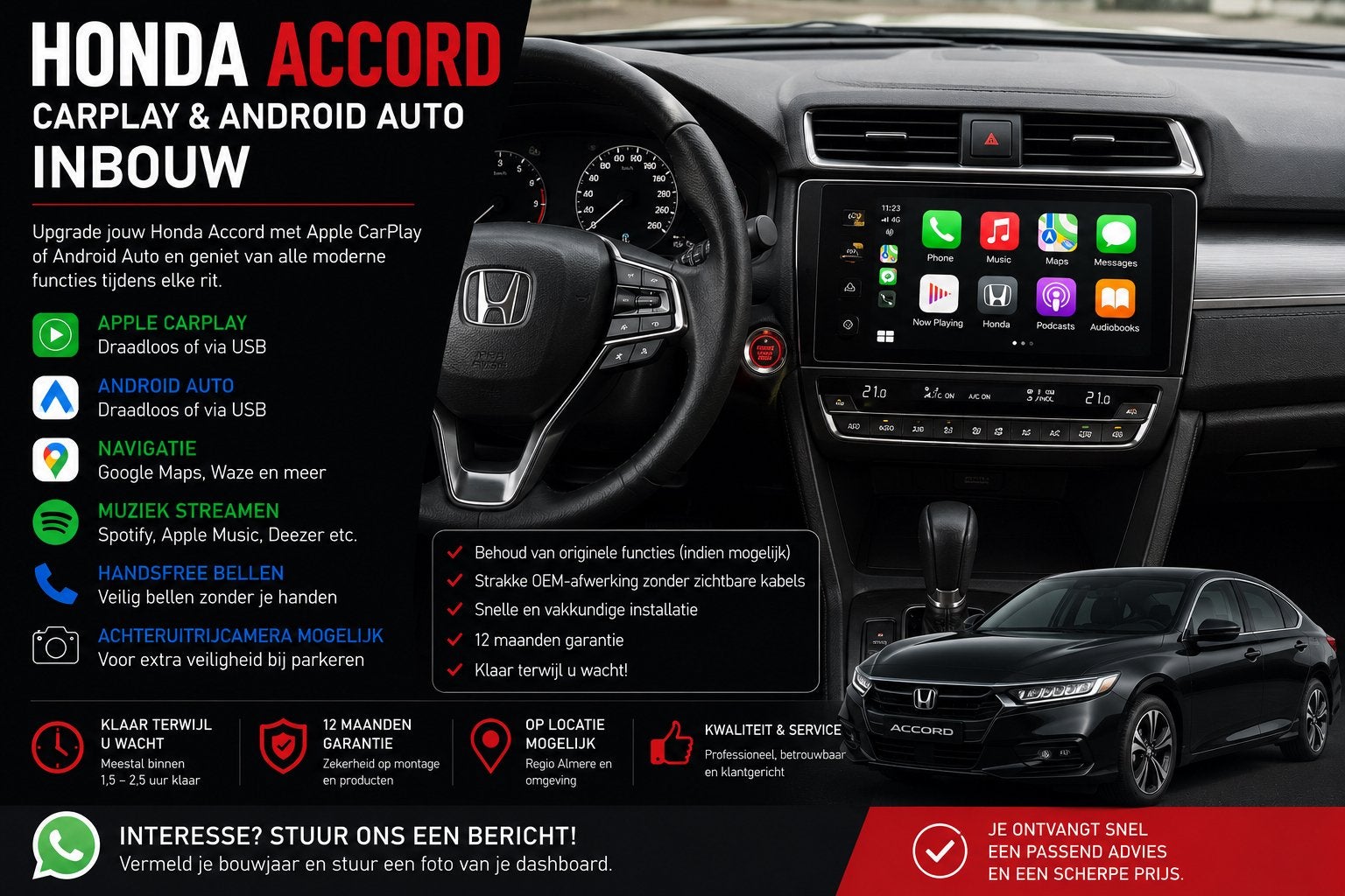 Honda Accord CarPlay & Android Auto Inbouw, Auto diversen, Ophalen, Zo goed als nieuw