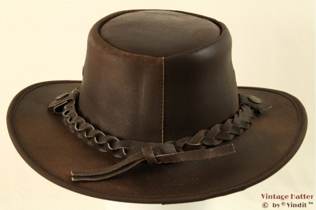 Western hoed Hawkins bruin geruwd leer 57, 58, 59, 60 Nieuw, Hoed, Nieuw, Ophalen of Verzenden, 58 of 59 cm (L, 7¼ of ⅜ inch)