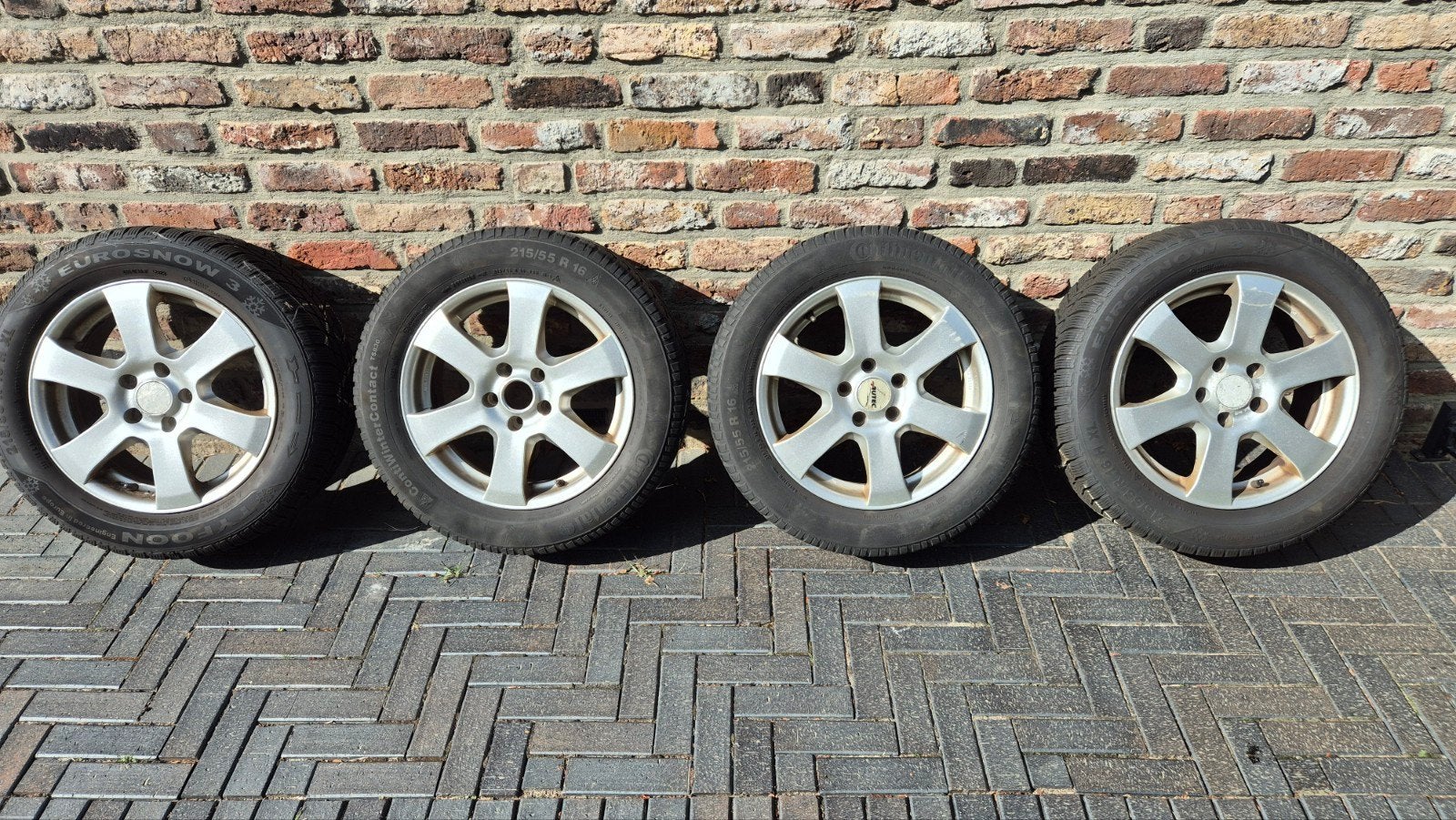 Prima 16 inch winterbanden met velgen 5x108, Ophalen, 16 inch, Banden en Velgen, Winterbanden