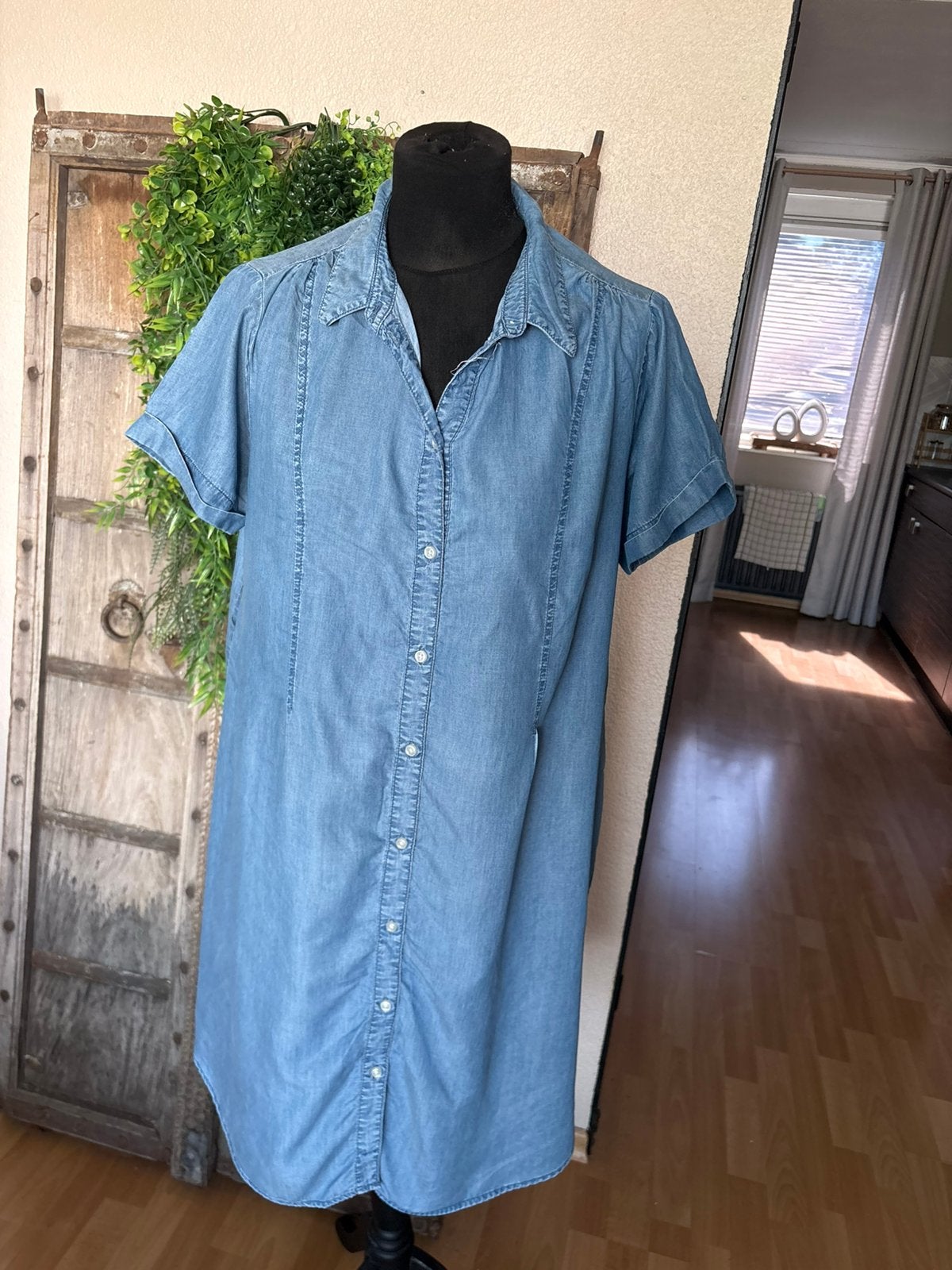 Mama leuke zomerse luchtige jeans zwangerschaps jurk mt L, Blauw, Jurk, Maat 42/44 (L), Ophalen of Verzenden
