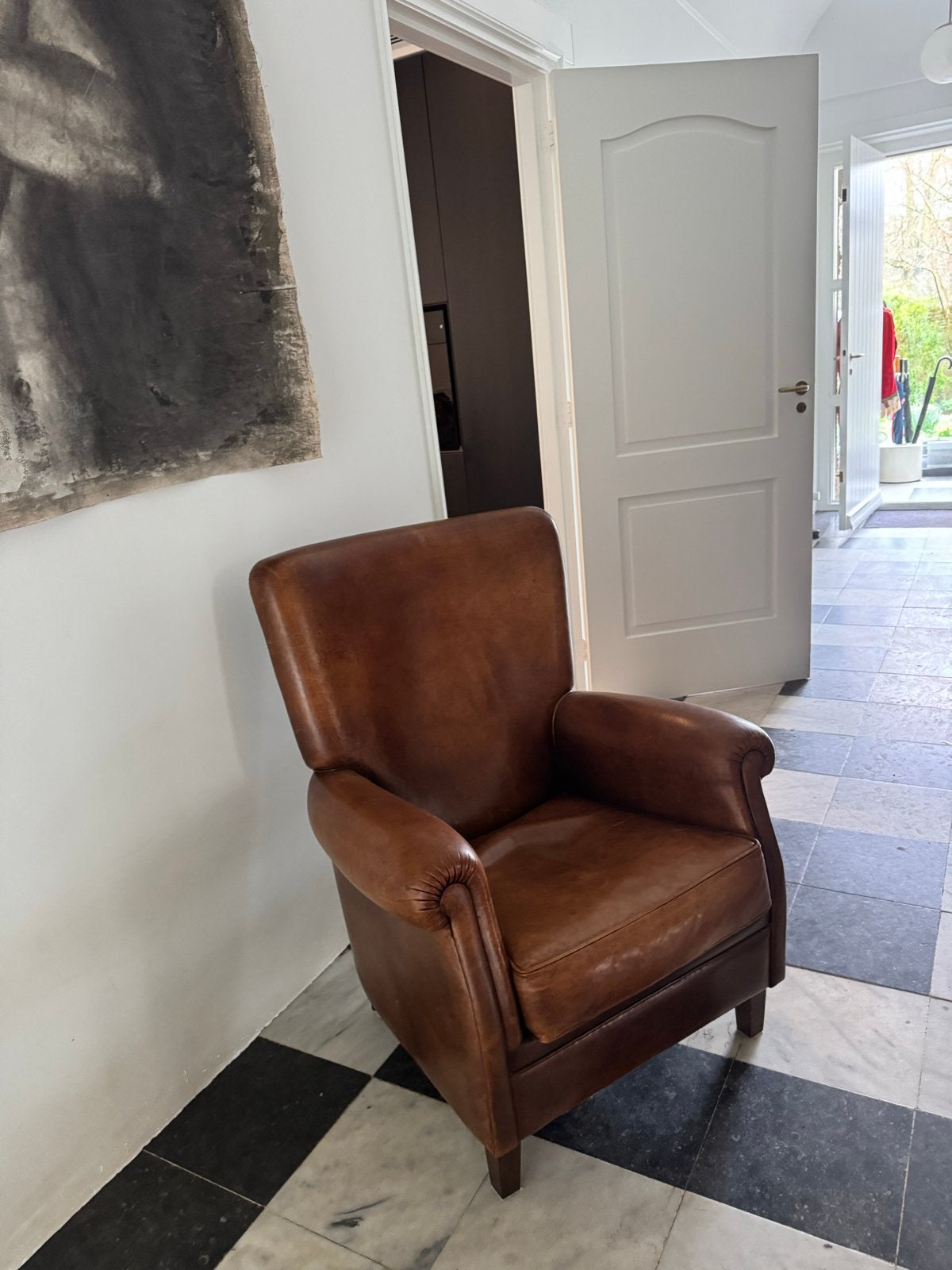 Vintage Schapenleren Fauteuil - Goede Conditie, Ophalen of Verzenden, Gebruikt, Leer, 75 tot 100 cm