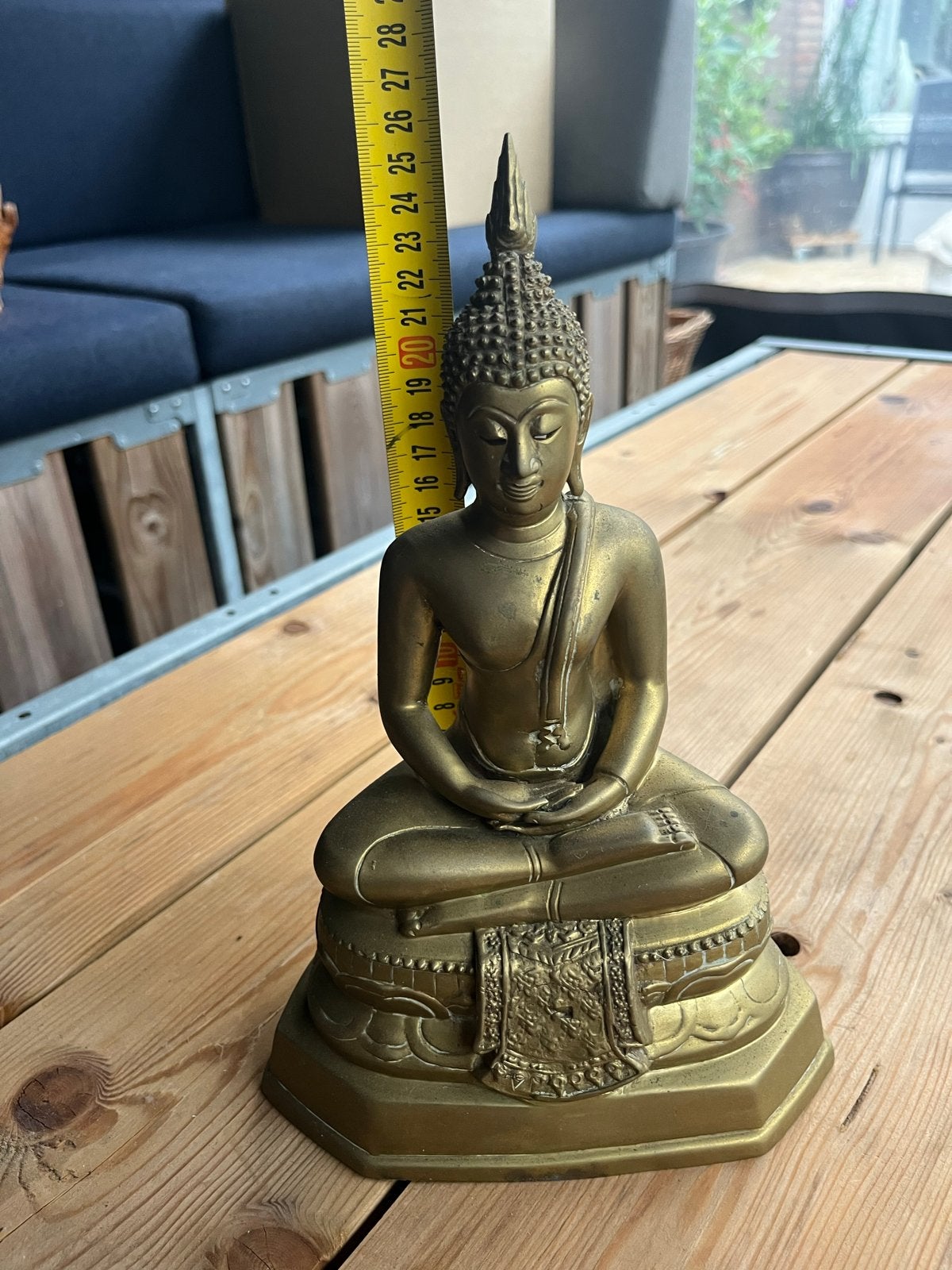 Koperen Boeddha beeld - 28 cm hoog, Antiek en Kunst, Ophalen