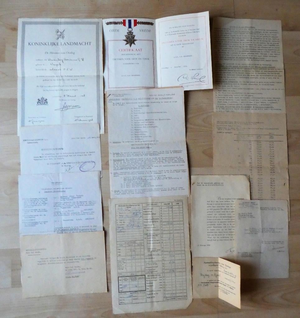Verschillende oude oorlogs documenten., Ophalen of Verzenden, Landmacht, Nederland, Overige typen