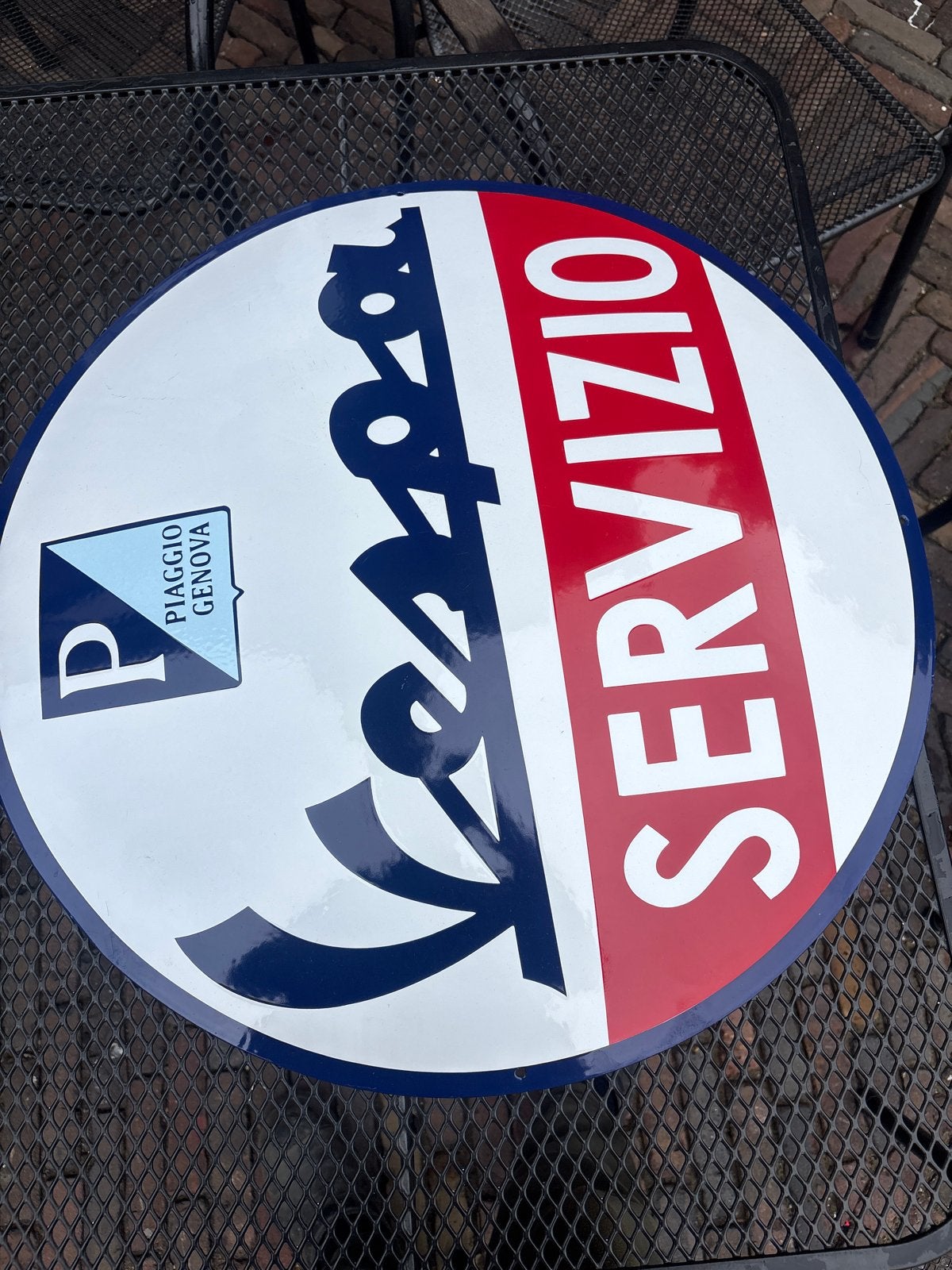 Vintage Vespa Servizio Emaille Reclamebord, Ophalen, Zo goed als nieuw
