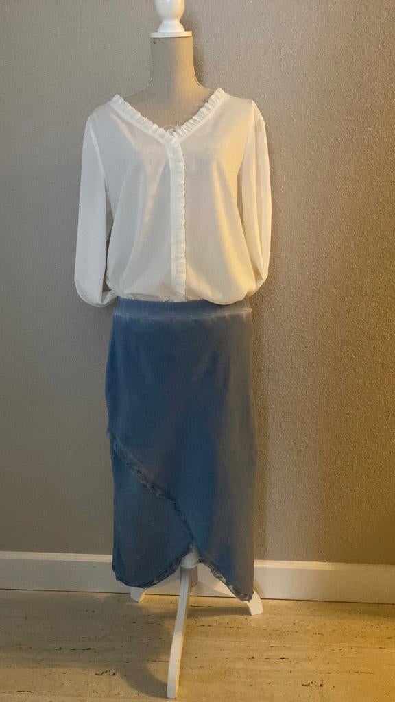Rok tricot Overslagmodel Blauw Maat M Merk Transfer, Maat 38/40 (M), Blauw, Ophalen of Verzenden, Zo goed als nieuw