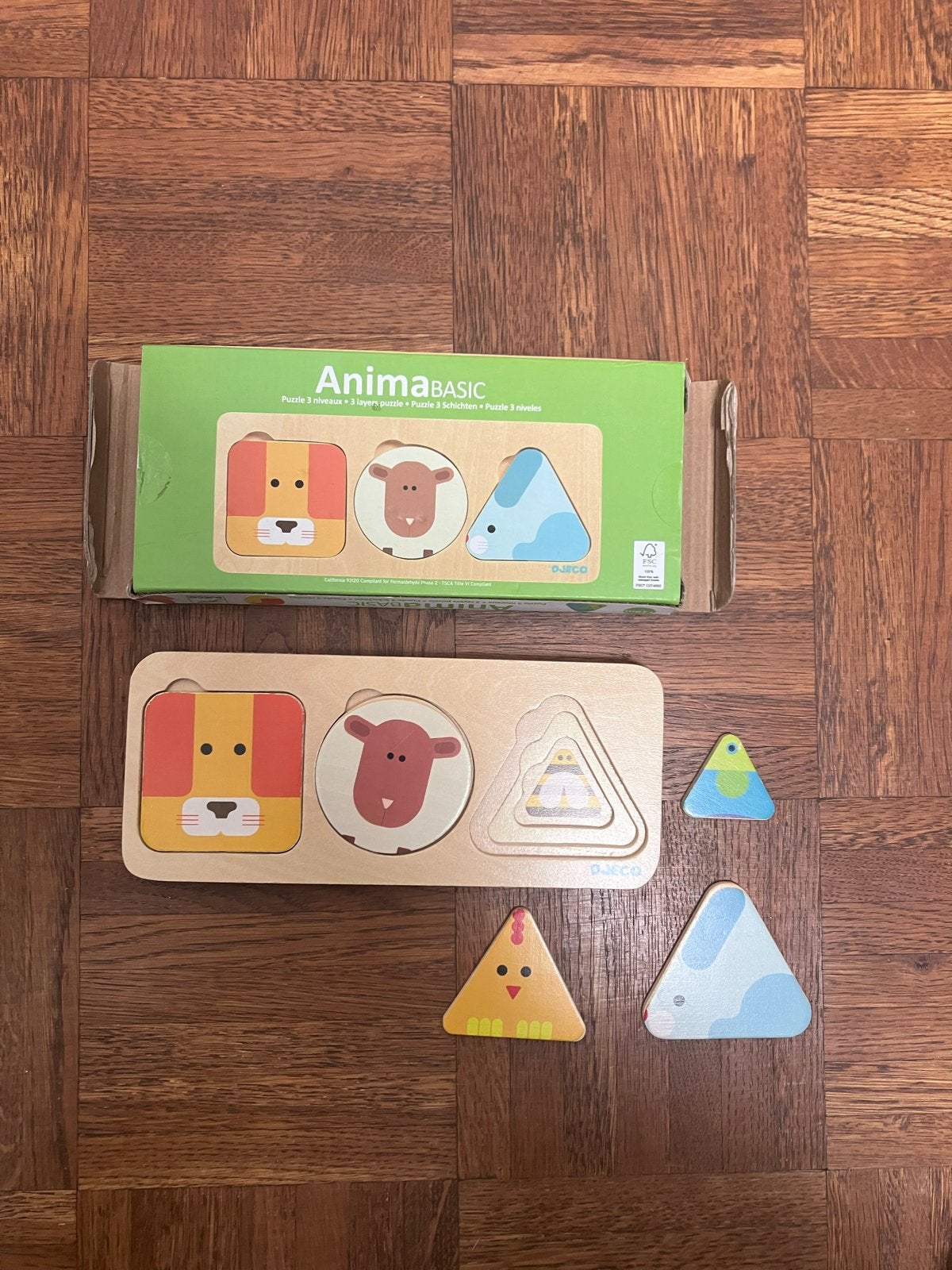 Djeco AnimaBASIC 3-lagen dierenpuzzel, Ophalen of Verzenden, Zo goed als nieuw, Overige typen