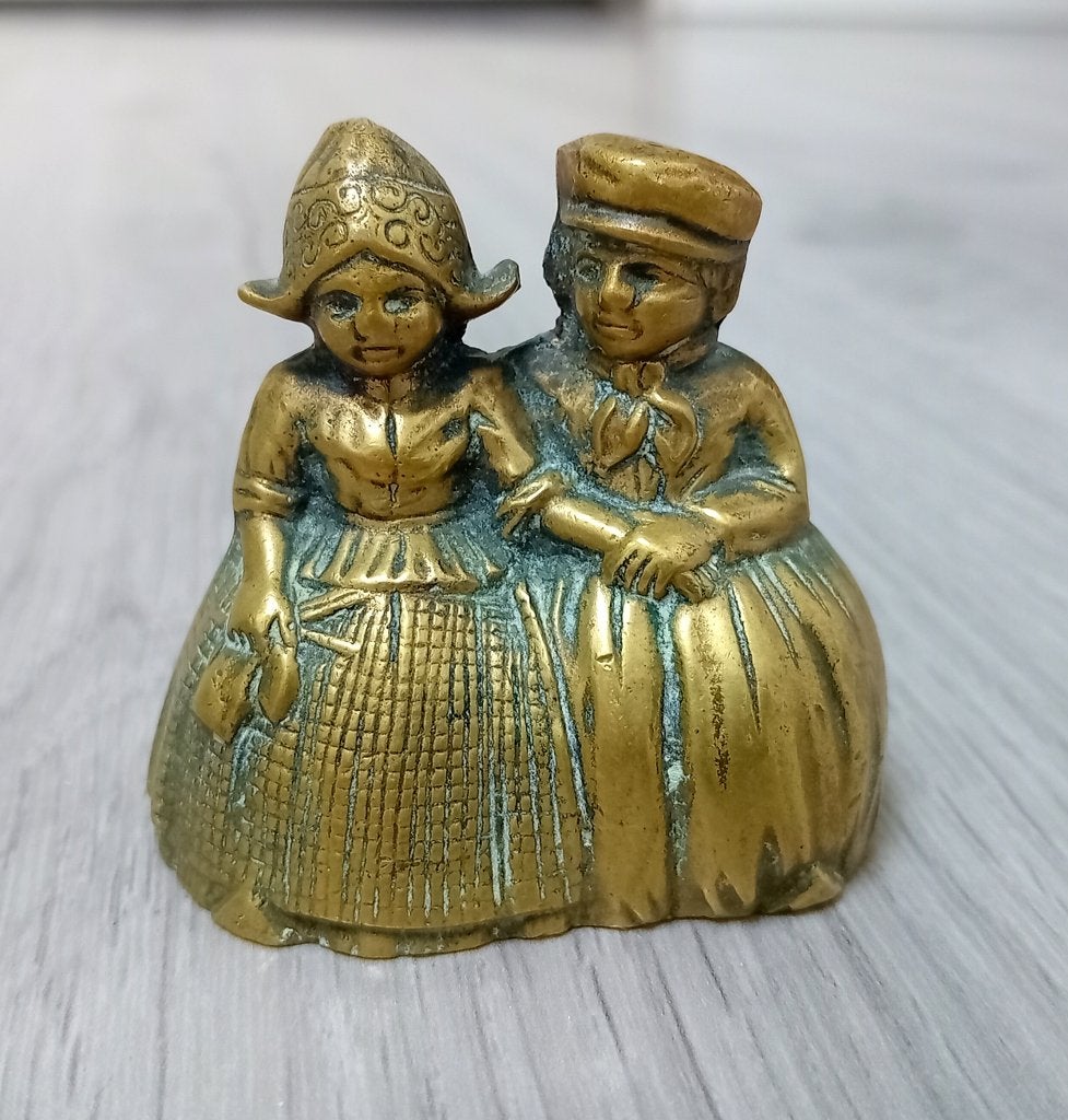 vintage messing tafelbel boertje & boerinnetje, Antiek en Kunst, Verzenden