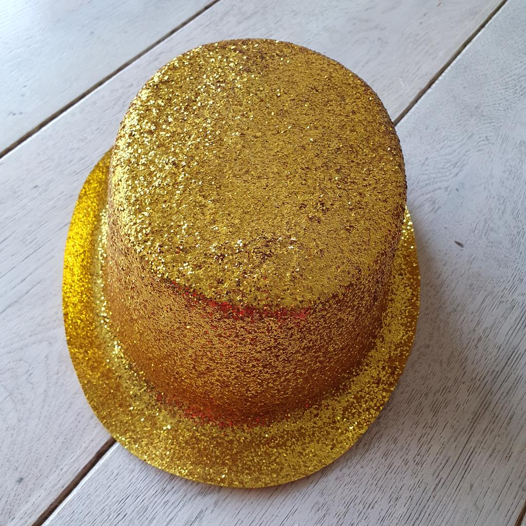 Gouden hoedje, Ophalen of Verzenden, Gedragen, Carnaval, Accessoires