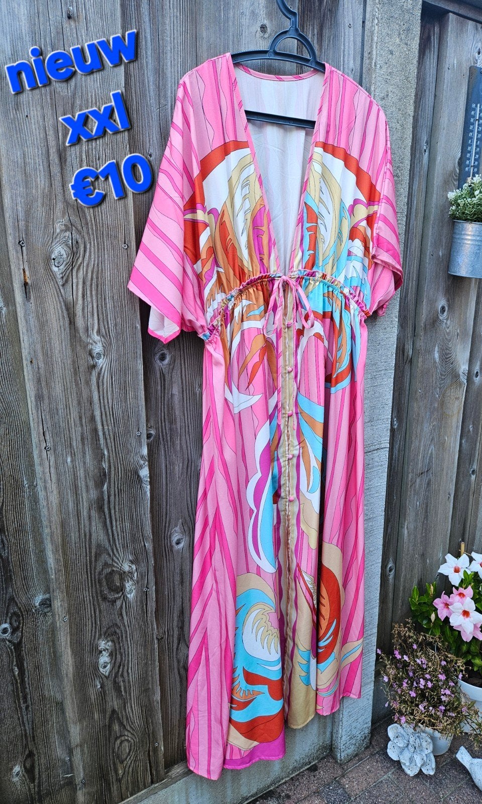 prachtige jurk/kimono, Maat 46/48 (XL) of groter, Nieuw, Onder de knie, Meerkleurig